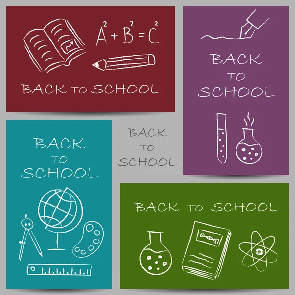 Back to school doodles on banners — Stock Vector