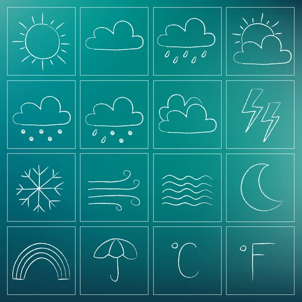 Weather chalky icons — Stock Vector