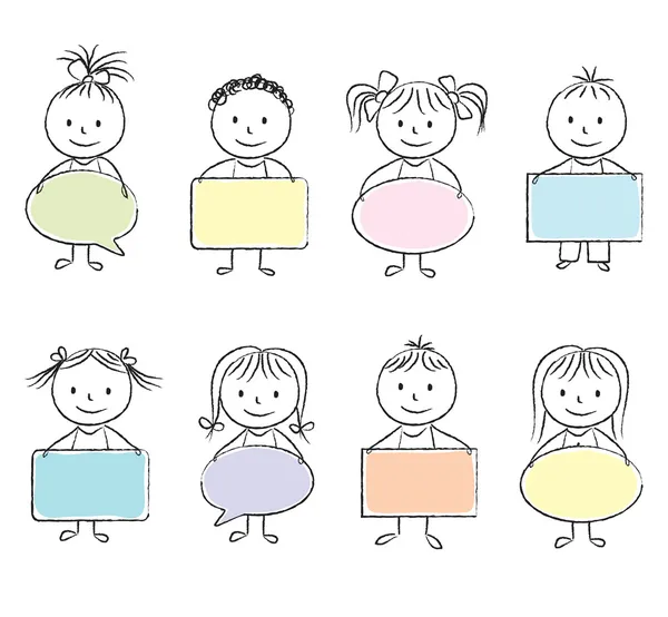 Kids with banners — Stock Vector