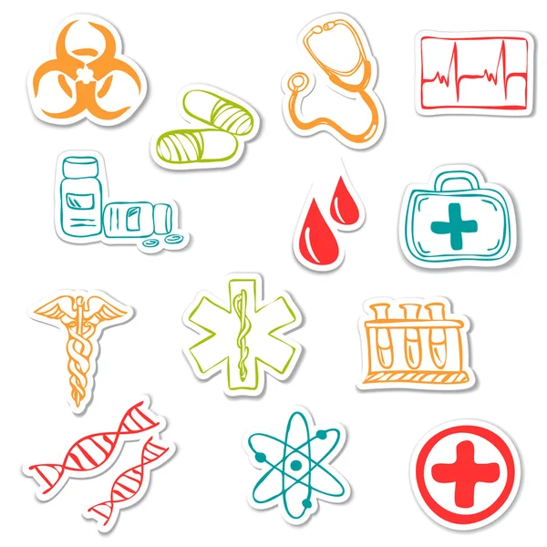 Colored medical stickers — Stock Vector