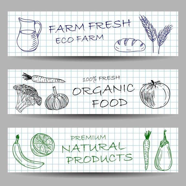 Bannières agricoles dessinées à la main — Image vectorielle