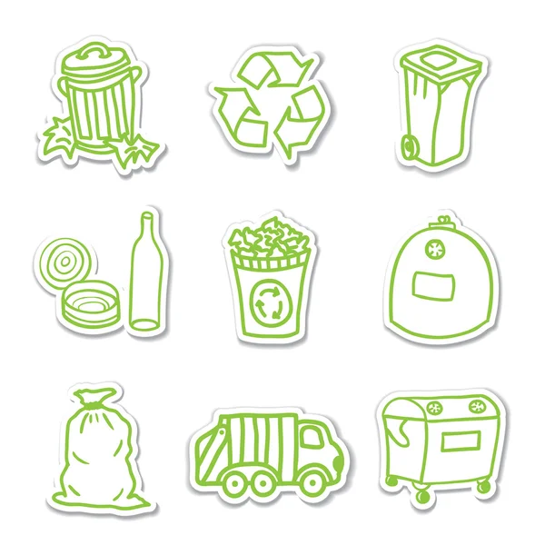 Garbage icon stickers — 图库矢量图片