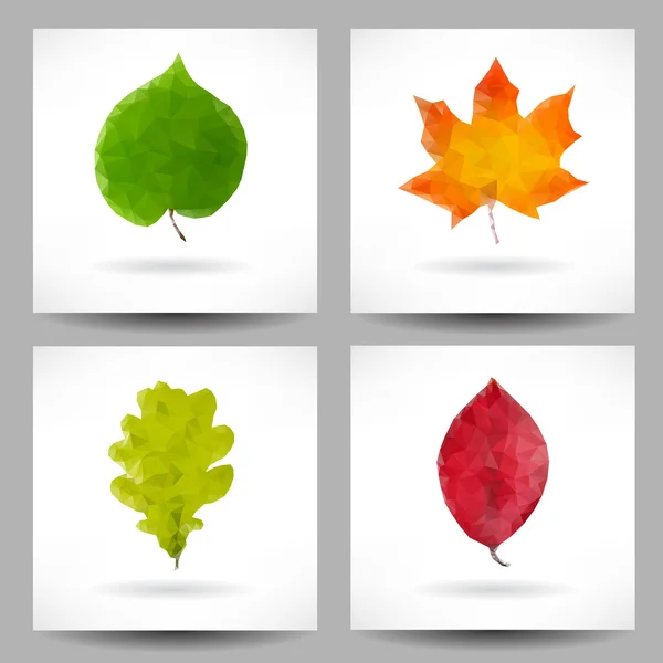 Ensemble de décors avec des feuilles triangulaires — Image vectorielle