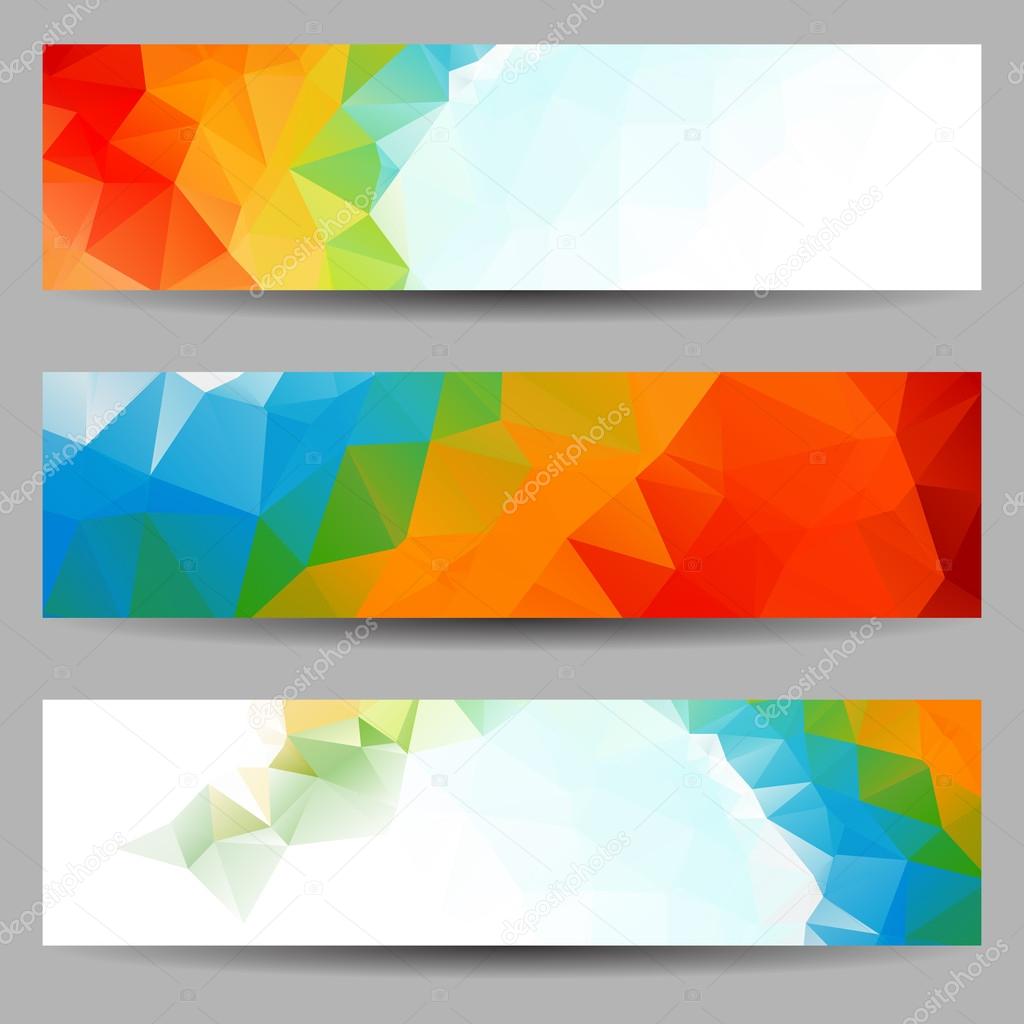 Set of banners with abstract triangles