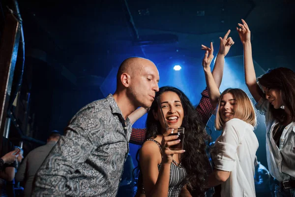 Drinking Cocktail Beautiful Youth Have Party Together Alcohol Nightclub — Stock Photo, Image