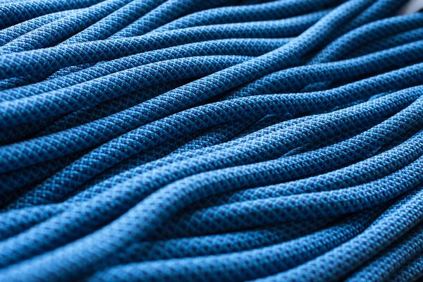 Krásná Silná Izolovaná Fotografie Horolezeckých Uzlů Horní Pohled Modře Zbarvené — Stock fotografie