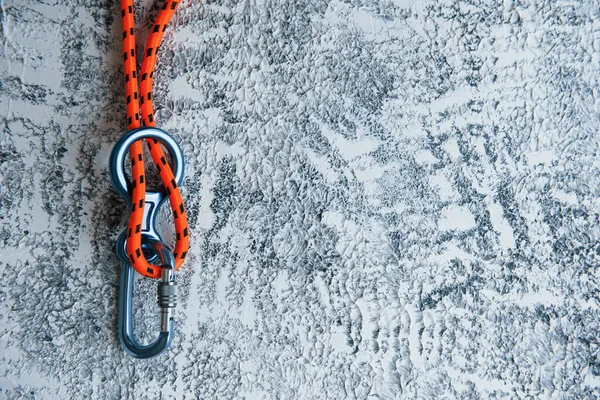 Knot Metal Carabiner Silver Colored Device Active Sports — Stock Photo, Image