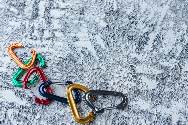 Risky Extreme Sports Isolated Photo Climbing Equipment Part Carabiner Lying — Stock Photo, Image