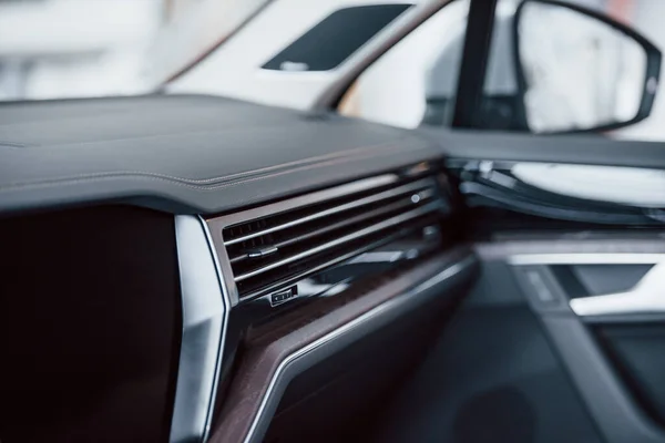 Passageiros Vista Perto Interior Novo Automóvel Luxo Moderno — Fotografia de Stock