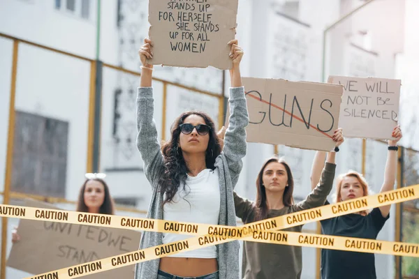 Bel Tempo Gruppo Donne Femministe Protestano Loro Diritti All Aperto — Foto Stock