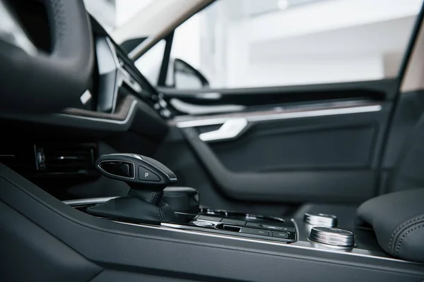 Převodovka Detailní Pohled Interiér Zbrusu Nového Moderního Luxusního Automobilu — Stock fotografie