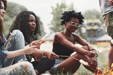 Endişelenmeyin, sadece mutlu insanlar. Bir grup arkadaş plajda piknik yapıyorlar. Hafta sonu eğleniyorum..