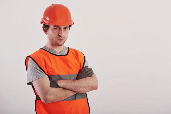Ring Mig När Behöver Reparera Ditt Hus Man Orange Färgad — Stockfoto
