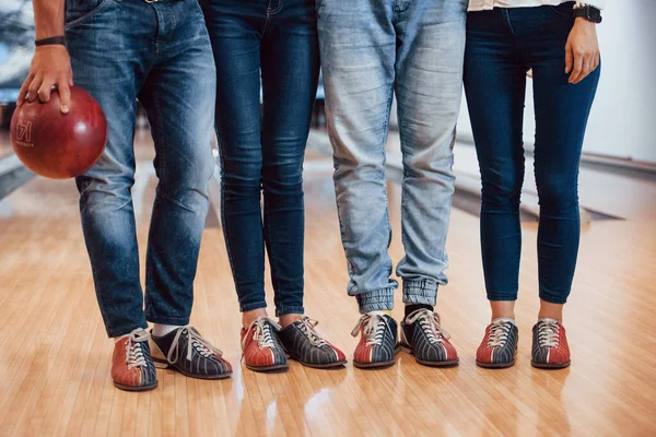 Special Shoes Cropped View People Bowling Club Ready Have Some — Stock Photo, Image