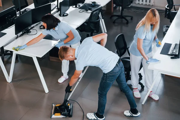 Concentrated Job Group Workers Clean Modern Office Together Daytime — 스톡 사진