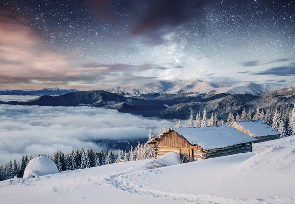 Paesaggio Maestoso Con Foresta Durante Inverno Sfondo Del Paesaggio — Foto Stock