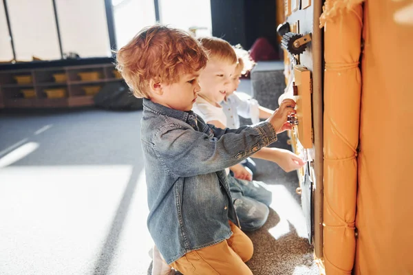Children Have Fun Playroom Wall Kindergarten Educational Games — Stockfoto
