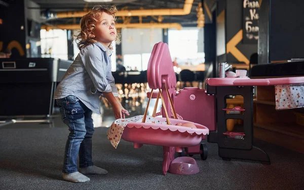 Child Have Fun Playroom Kindergarten Educational Games — Stock Photo, Image