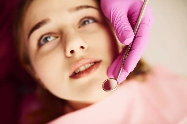 Little Girl Visiting Dentist Clinic Conception Stomatology — Foto de Stock