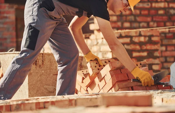 Construction Worker Uniform Safety Equipment Have Job Building —  Fotos de Stock