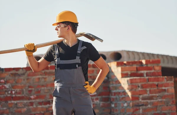 Construction Worker Uniform Safety Equipment Have Job Building — Stock Photo, Image