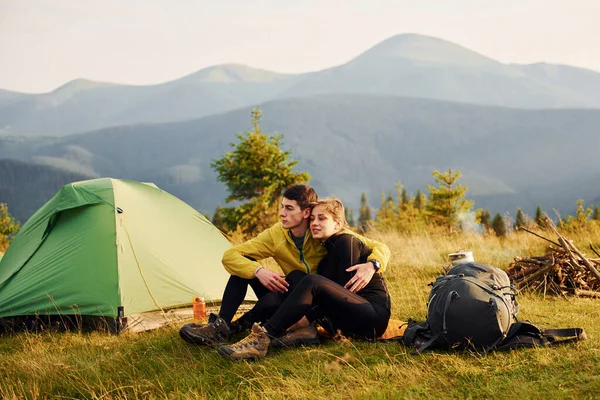 People discovering new lands. Majestic Carpathian Mountains. Beautiful landscape of untouched nature.