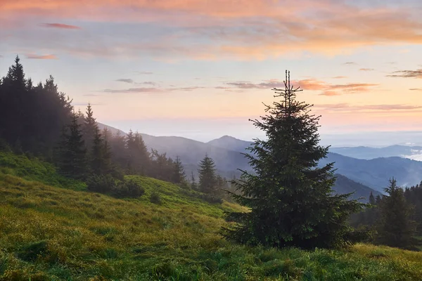 Mooie Zonsondergang Bergen Natuur Achtergrond — Stockfoto