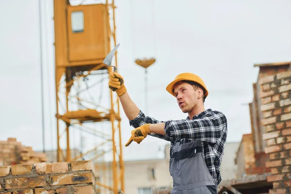 Construction Worker Uniform Safety Equipment Have Job Building — Stock fotografie