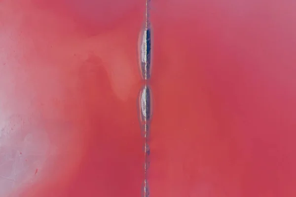 Καταπληκτικό Μωβ Νερό Αεροφωτογραφία Του Νησιού Jarilgach Στην Ουκρανία Μεγαλοπρεπή — Φωτογραφία Αρχείου