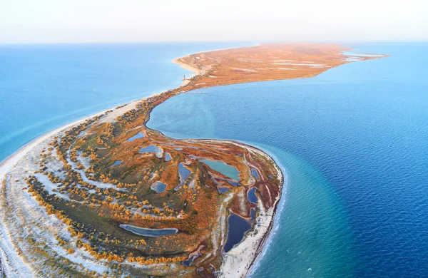 Prachtig Land Luchtfoto Van Jarilgach Eiland Oekraïne Majestueuze Landschappen — Stockfoto