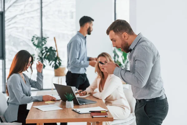 Smart employees. Group of business people that working on the project in the office.