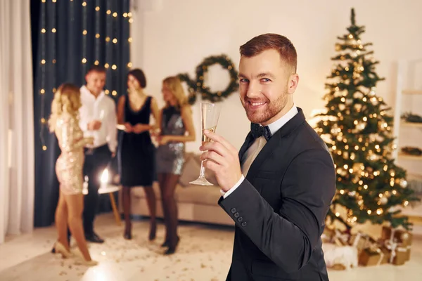 Conception Anticipation Group People Have New Year Party Indoors Together — Stock Photo, Image