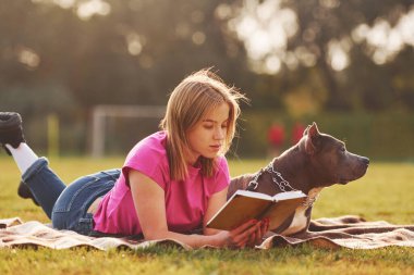 Kitabı okuyordum. Gündelik elbiseli bir kadın pitbull 'la dışarıda..