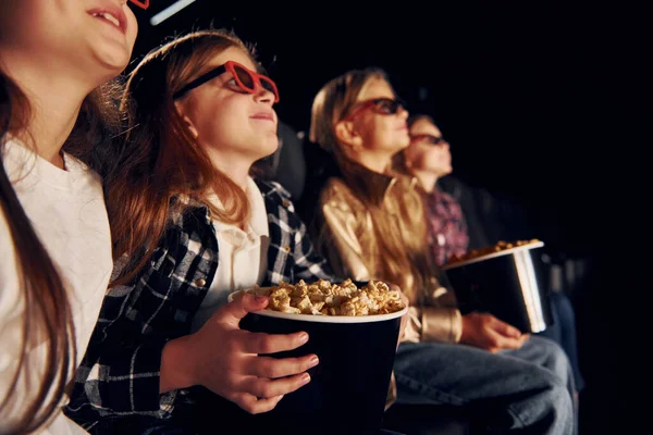 Interesting Movie Group Kids Sitting Cinema — Stock Photo, Image