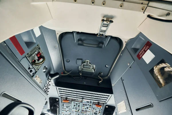 Εσωτερικό Του Σύγχρονου Αεροπλάνου Υλικό Ποιότητας Όχι Άνθρωποι — Φωτογραφία Αρχείου