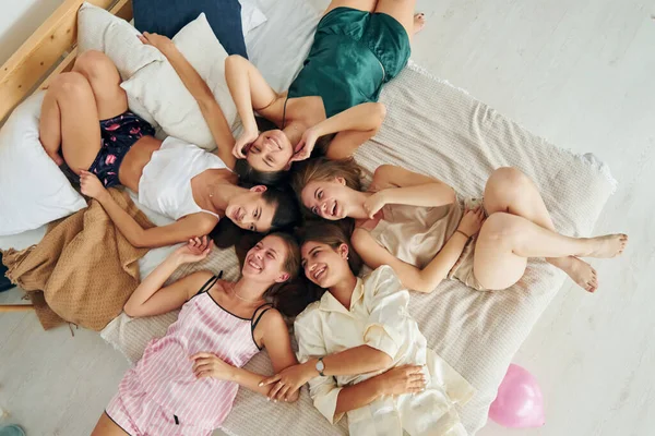 Top View Group Happy Women Bachelorette Party — Stock Photo, Image