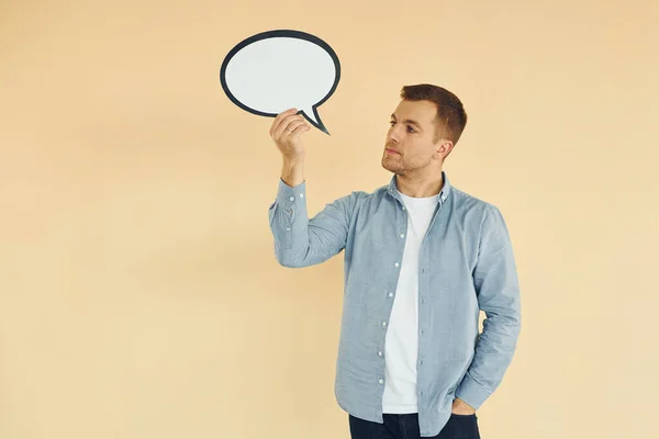 Ideeën Geest Man Studio Met Lege Tekens Voor Tekst — Stockfoto