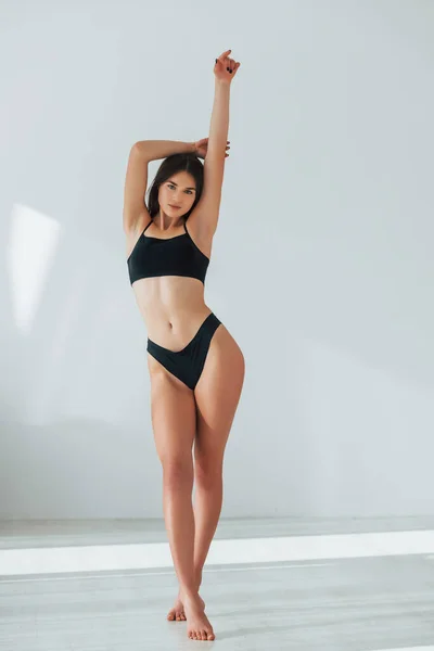 Studio Beautiful Woman Underwear Posing Indoors — Stock Photo, Image