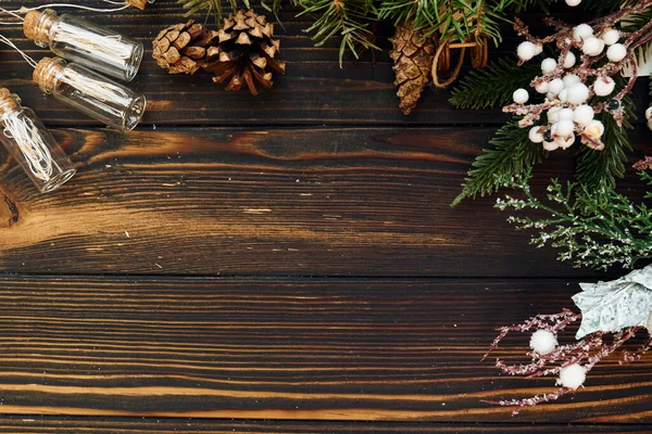 Vista Superior Textura Festiva Navidad Con Decoraciones Año Nuevo — Foto de Stock
