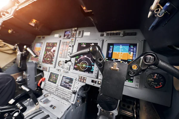 Vackert Solljus Närbild Fokuserad Flygplan Cockpit — Stockfoto
