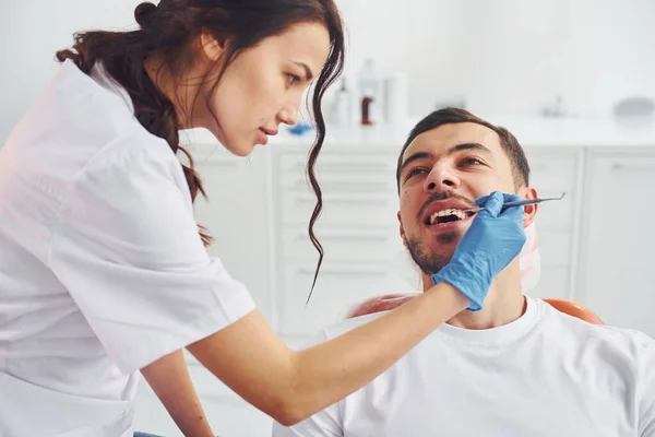 Man Visiting Dentist Clinic Conception Stomatology — Stock Photo, Image