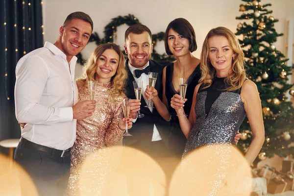 Mas Holidays Group People Have New Year Party Indoors Together — Stock Photo, Image