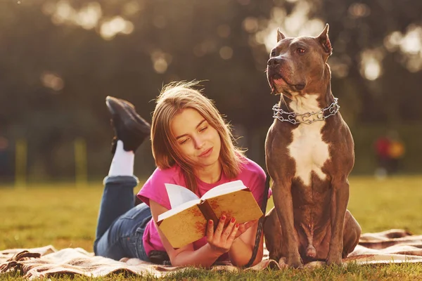 Kitabı okuyordum. Gündelik elbiseli bir kadın pitbull 'la dışarıda..