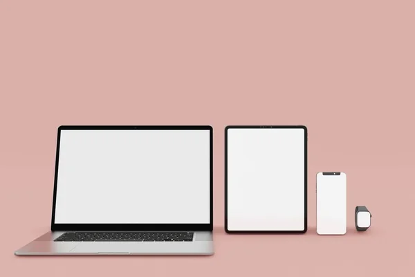 Mockup of mobile gadget on pink background — Foto de Stock