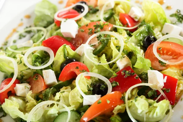 Свежий салат с вкусным гарниром — стоковое фото