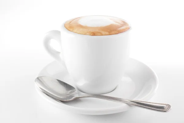 White cup of hot coffee — Stock Photo, Image