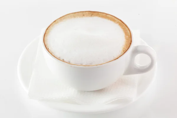 White cup of hot coffee — Stock Photo, Image