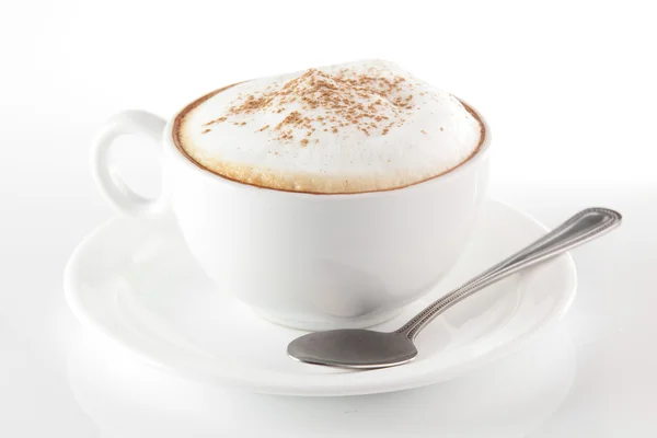 Xícara branca de café quente — Fotografia de Stock