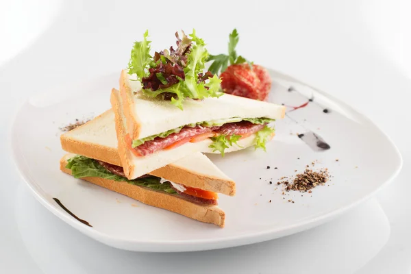 Fresh sandwich on white background — Stock Photo, Image