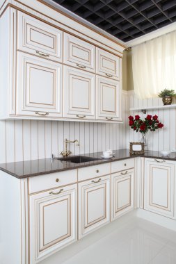 temiz beyaz Avrupa mutfağı